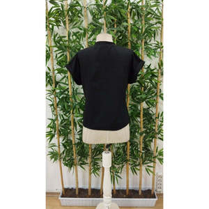 Women'<b>s</b> Short-Sleeved Mandarin Collar Sofia <b>Blouse</b>, 35751 - Black - Product Image 5
