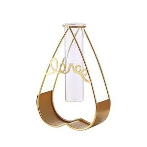 Florero de Metal de Alambre de Hierro Negro con Tubo de Vidrio, Soporte para Plantas para Decoración del Hogar y Jardín - Product Image 5