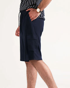Pantalones cortos Cargo azules marinos informales de alta calidad para hombre, pantalones cortos Bermudas de felpa francesa Unisex, pantalones cortos Cargo de estilo callejero a la moda - Product Image 6
