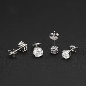 Pendientes de tuerca CITIES de 5 mm y 6.5 mm con diamante de 1 quilate y moissanita VVS de plata de ley 925 para mujer - Product Image 2