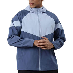 แจ็กเก็ตกันลมมีฮู้ดผ้าไนลอนสำหรับผู้ชาย, แจ็คเก็ตลำลองมีสไตล์ระบายอากาศได้สำหรับกีฬากลางแจ้งและวิ่งมีซิปสำหรับผู้ชาย - Product Image 1