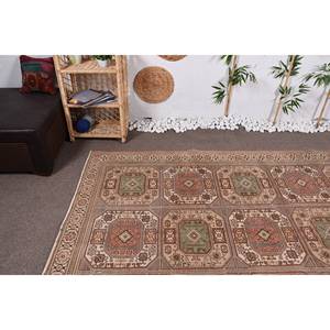 Vintage Turkish <b>Rug</b> Classic Beige Green 6.2 X 9.7 ft Patchwork <b>Boho</b> Flat Weave Wool for Living Room Jute with Latex Backing - Product Image 5