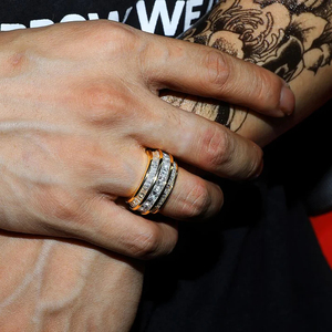 Luxe original Baguette Moissanite Bagues De Fiançailles Diamant 925 Argent Glacé Hommes Anneaux Dans Le Style Hip Hop - Product Image 2