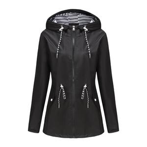 Chaqueta con Capucha para Mujer, Talla Grande, Transpirable, para Otoño e Invierno, Manga Larga, Impermeable, Cortavientos - Product Image 1