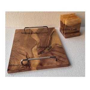 Bandeja Rectangular de Estilo Europeo de Madera y Resina con Asas de Metal de Primera Calidad, Perfecta para Cocina, Comedor y Regalos - Product Image 6