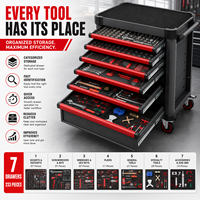 Caja de Herramientas Rodante de Acero de Gran Capacidad, Conveniente y Móvil, Viene con un Kit Completo de 233 Piezas para Garaje y Automóvil