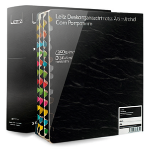 Leitz Deskorganizer Multicolored 24 Compartments Black Color Filing <b>Folder</b> DIN <b>A4</b> 350g/m Marble Patterned Cardboard Color Black - Product Image 2