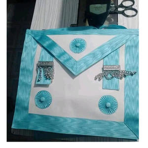 Nouveau artisanat maçonnique MM maître maçons tablier avec poche Regalia mm 3ème degré maçonnique passé maître tablier bleu soie bordure argent - Product Image 1