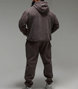 Conjunto Deportivo de Pantalón y Sudadera con Capucha de Forro Polar, Corte Ajustado, Poliéster/Algodón, para Hombre, con Logotipo Personalizado, Ropa de Invierno de Dos Piezas - Product Image 2