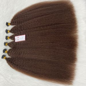 ผมต่อเคราตินสีน้ำตาลเข้มปลายแหลมผมตรงแบบเวียดนามไม่ผ่านกระบวนการไม่พันกัน - Product Image 1