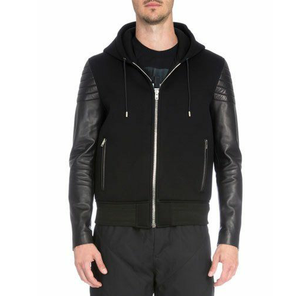 Saison d'hiver meilleure vente 2024 sweats à capuche pour hommes respirant haute qualité sweats à capuche d'hiver en coton personnalisés avec manches en cuir - Product Image 3