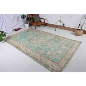 พรมวินเทจสไตล์ตุรกี ขนาด 5.8x9.3 ฟุต พรมขนาดใหญ่ ลายดอกไม้สีน้ำเงินน้ำตาล - Product Image 2