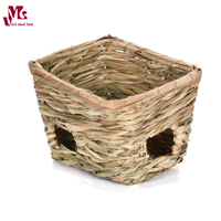 Meilleures ventes : Maisonnette en herbe naturelle tressée à la main en jonc de mer, lit de jeu, cabane, cage pour lapin, hamster, cochon, multi-usages, non masticable, écologique