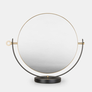 Espejo de maquillaje de vidrio redondo de alta calidad con acabado negro, perfecto para tocador con estilo decorativo y uso de maquillaje, espejo de escritorio - Product Image 2