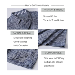 Dry Fit Golf para hombre para Polo Camisa de manga corta con cuello de poliéster 100% de alta calidad Premium con patrón de letras altas - Product Image 3