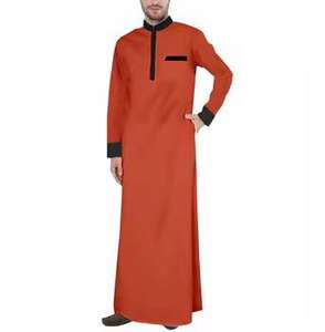 ชุดเดรสมุสลิมสำหรับผู้ชายเสื้อคลุมยาวมีกระเป๋ากลางมีกระเป๋า - Product Image 6