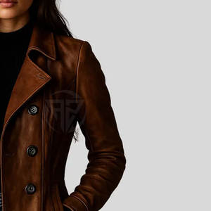 Manteau d'hiver en cuir véritable de luxe avec un design élégant, caractéristiques écologiques et coupe-vent, ajustement confortable - Product Image 4