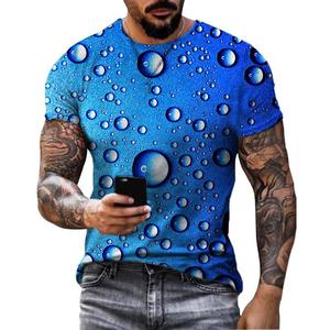 Camiseta de hombre con estampado de gota de agua 3D geométrico nueva moda de verano cuello redondo camisa suelta de manga corta Camiseta informal para hombre - Product Image 1