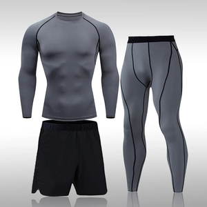 Ensemble de yoga pour hommes de la meilleure qualité avec leggings chemise et short à manches longues respirant course et fitness Quickdry vêtements pour hommes - Product Image 3