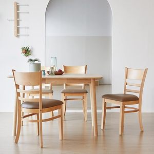 Elizabet Quality Esszimmers tuhl aus massivem Teakholz mit PU-Leders itz Innen möbel Natürliches Finish für den Heimgebrauch - Product Image 6