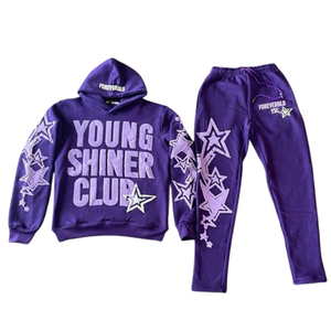 Survêtement personnalisé 2 pièces 400 GSM sweat à capuche imprimé en coton molleton vintage lourd et ensemble de jogging unisexe pour les amoureux de la mode - Product Image 6