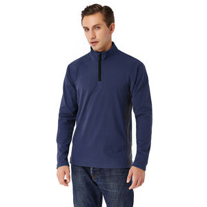 Hommes de grande taille de logo personnalisé coupe ajustée confortable doux couleur unie à manches longues polaire chaude - Product Image 4