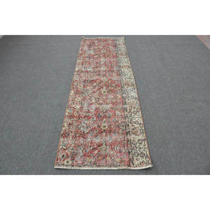 Alfombra turca vintage clásica rojo beige 2,7 x 8.2ft diseño de retazos Material de lana látex para sala de estar pasillo rectángulo 9x12 - Product Image 1