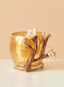 Bougeoir votif en verre transparent de haute qualité avec conception de feuille pour la décoration de la maison ou les fêtes de Noël - Product Image 2