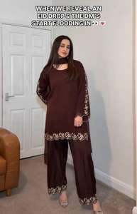 New Designer Heavy Faux Georgette Embroidered Work Mirror Top Palazzo Dupatta Suit Set for Party Occasions Indian Pakistani - Product Image 2