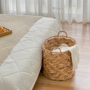 Water Hyacinth Baskets Foldable Laundry <b>Hamper</b> Handles <b>Wicker</b> Plastic Bamboo Dirty Clothes Storage Basket Wheels House Storage - Product Image 3