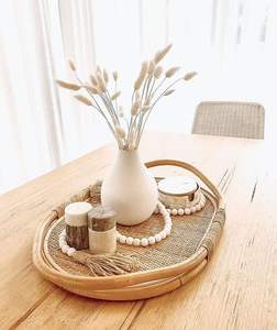 Merveilleux plateau de service en rotin bambou, plateau décoratif fait à la main pour table de rangement, décor de maison de ferme - Product Image 1