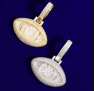Colgante de diamante de circón helado, colgante de Hip Hop para hombre, colgante de ojo religioso chapado en oro y plata, joyería de rapero ostentosa - Product Image 2
