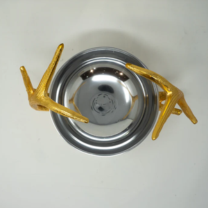 Dernier bol en aluminium doré et argenté bois de cerf décoration de table fruits dessert fruits secs bols de service maison cuisine table à manger - Product Image 2