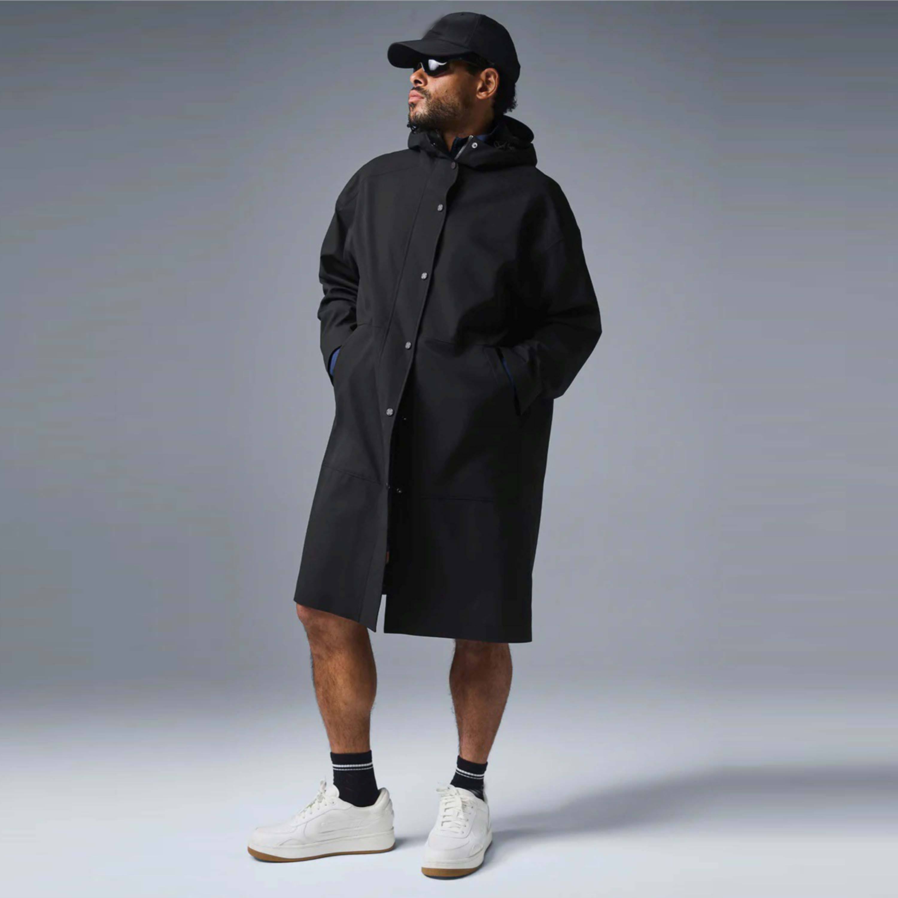 Long Black Raincoat Men's Long Waterproof Trench Coat Rain