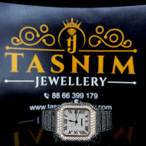 Reloj de Hombre de Alta Calidad con Moissanita VVS, Diamantes Blancos y Negros, Cuadrado, Chapado en Oro Ross, Acero Inoxidable, Cuarzo, Estilo Deportivo y Ejecutivo - Product Image 3