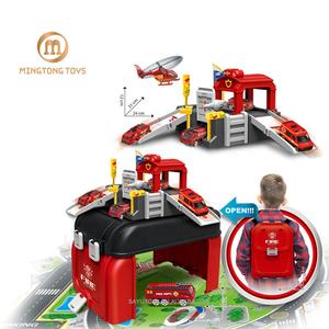 Mochila portátil de plástico para regalo de cumpleaños, mapa de aleación, helicóptero, motor de bomberos, camiones, coches, garaje, camión, estacionamiento, <span class=keywords><strong>juguete</strong></span> - Product Image 1