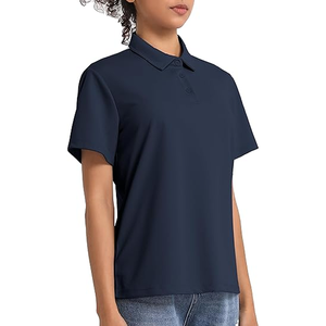 เสื้อกอล์ฟคอวีผ้าฝ้ายแท้สำหรับผู้หญิงเสื้อโปโลเสื้อครอปถักลาย - Product Image 5