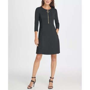 Abito tubino da donna DKNY con cerniera, maniche lunghe, scollo gioiello, lunghezza al ginocchio, nero, taglia 14 - Perfetto per l'ufficio - Product Image 1