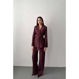 Costume ceinturé brillant prune - Prune - Product Image 1