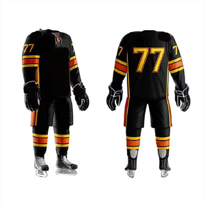 Ensemble de maillots de hockey sur glace à rayures blanches avec impression numérique personnalisée, service OEM, antibactérien, séchage rapide, uniforme pour joueurs de hockey - Product Image 3