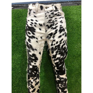 Pantalon en cuir véritable à poils de vache, coupe droite, taille mi-haute, en toile premium, sur mesure pour la mode de rodéo, pantalon en cuir véritable à poils de vache pour hommes - Product Image 3