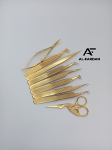 Juego de Pinzas para Pestañas Color Oro Plasma con Tijeras de Manicura para Cutículas, Pinzas para Pestañas de Acero Inoxidable Japonés con Logotipo Personalizado - Product Image 4