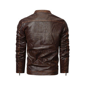 Breathable Fabric <b>Winter</b> <b>Leather</b> <b>Jacket</b> with Stand Collar and Front Logo Outdoor Use Lightweight Wholesale Price for Men - Product Image 2