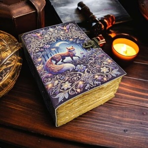 400 Page grand renard Vintage fait à la main en cuir Journal Grimoire gros journal livre de sorts vierges d'ombres cadeaux de noël célestes - Product Image 1