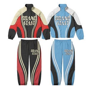 2025 New Custom OEM Wholesale Blank Custom Men's Canvas Windbreaker Standard <b>Weight</b> <b>Stand</b> Collar Winter Hip Hop Tracksuit - Product Image 2