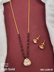 Haute or polonais Kundan pierres belle fête porter Kundan concepteur porter bijoux accessoires Kundan Mangalsutra ensembles de bijoux - Product Image 2