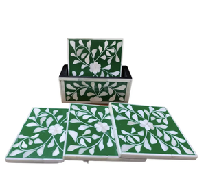 Posavasos con incrustaciones de hueso de diseño moderno de la mejor calidad Logotipo personalizable Posavasos de madera de 4 piezas para té y café Más - Product Image 4