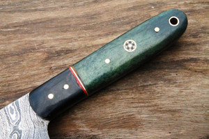 Ensemble de couteaux de chef professionnels de style japonais faits à la main en acier damas gaine en cuir de bois Pakka personnalisée pour la coupe de légumes - Product Image 3