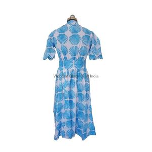 Robe maxi en coton vintage indien de haute qualité, imprimé floral, respirante, décontractée, bohème, plage, pour femmes, pour le travail et l'été - Product Image 6