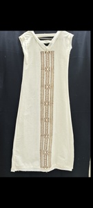 Vestido Midi de algodón puro con estampado geométrico para mujer, vestido de cambio modesto y bonito con cintura elástica para la temporada de primavera - Product Image 2